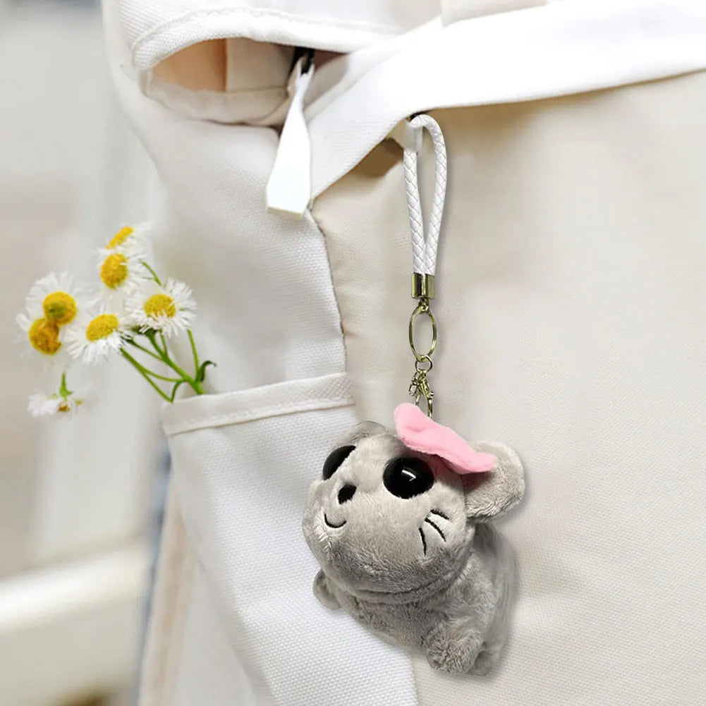 Cartoon Knitting Pendant Kawaii Girl Hamster Handmade Doll Sad Hamster Keychain Handmade Sad Hamster Knitting Doll for Kids Gift