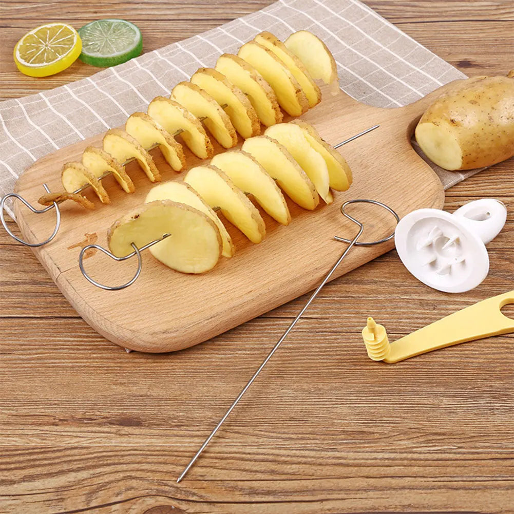 10Set Reusable Twisted Potato Spiral Slice Cutter with 4 Stainless Steel Sticks Creative Fruit And Vegetable Tool Kitchen Access