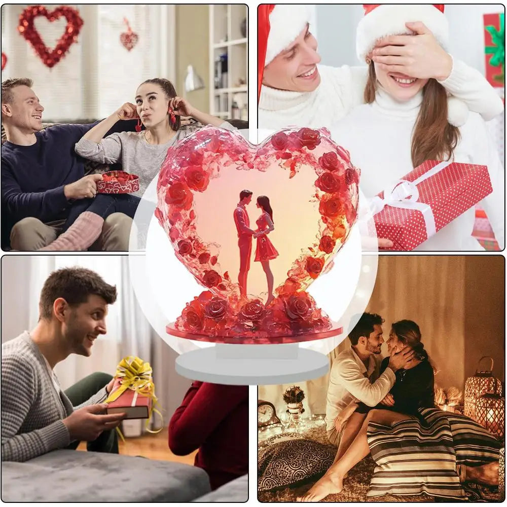 Valentine Table Sign Waterproof 2D Acrylic Valentine Sign Romantic Love Couple Sign Decoration Lightweight For Indoors And