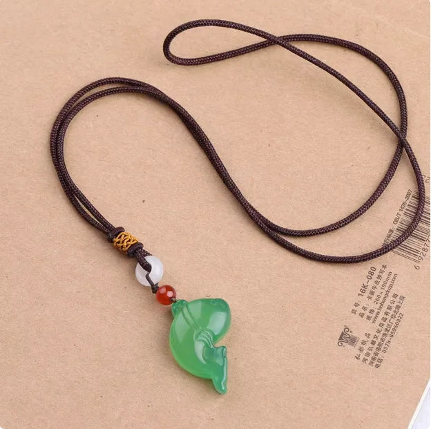 Natural green agate chalcedony Dolphin Jade pendant Necklace Pendant Small animal children's pendant B74