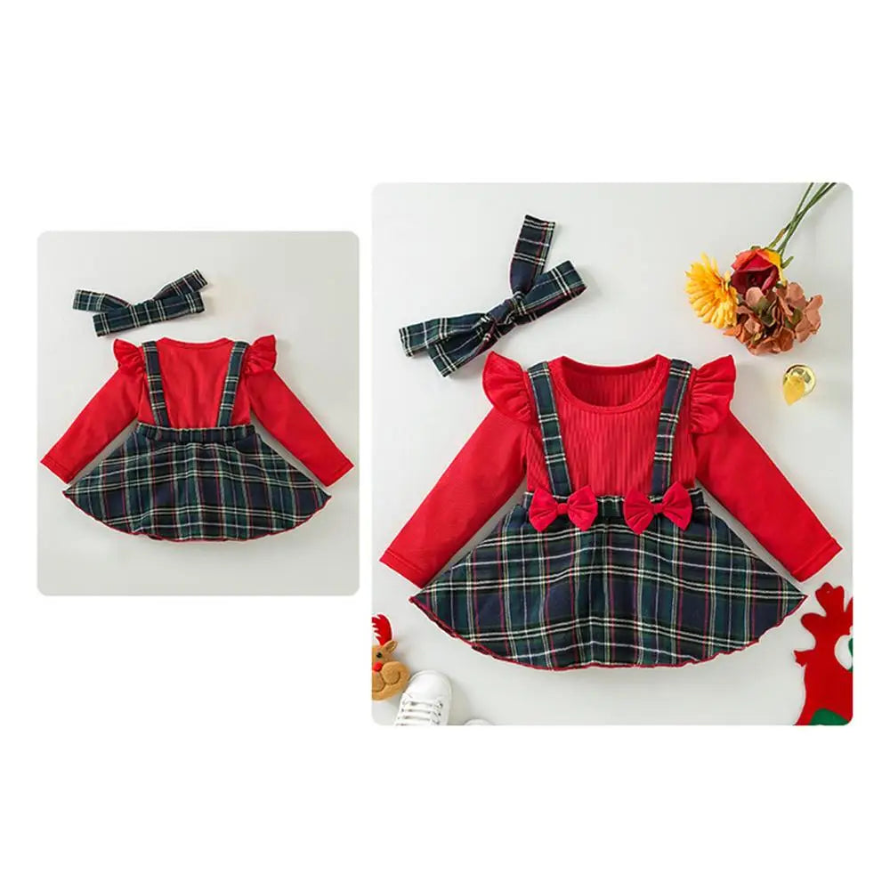 Overall Dress For Girls Christmas Plaid Kids Dress Cute Children Clothing Cotton Girls Clothes For Cold Weather