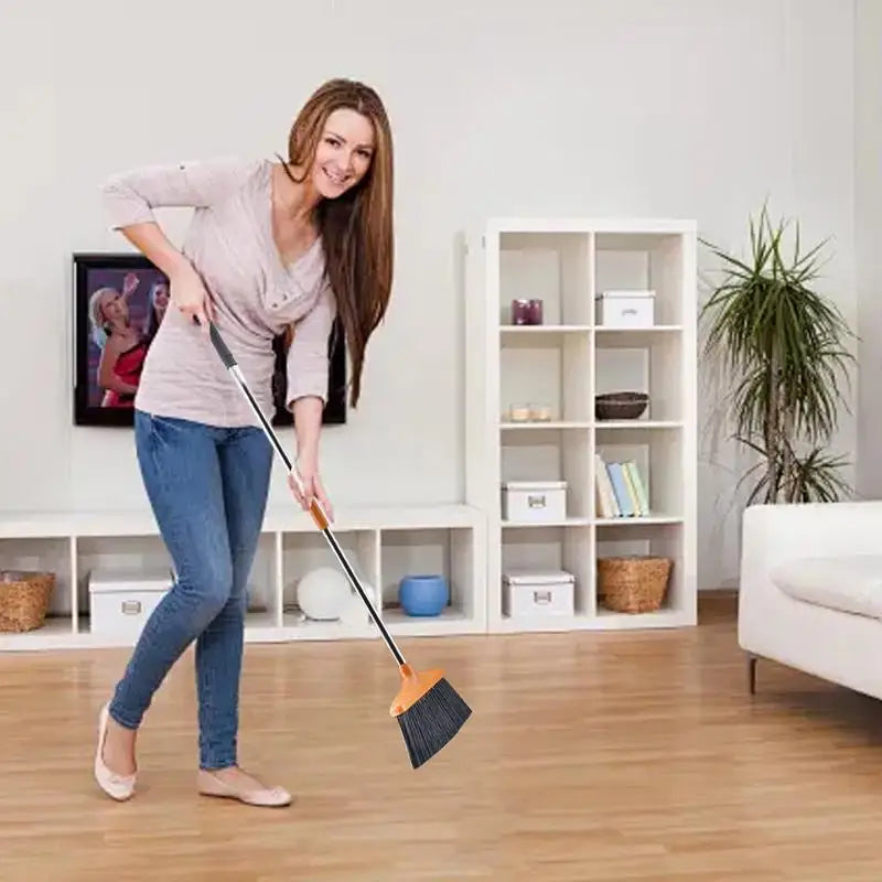 Broom And Dustpan Combo Folding Upright Broom And Dust Pan Indoor Cleaning Tool For Apartment Household Kitchen