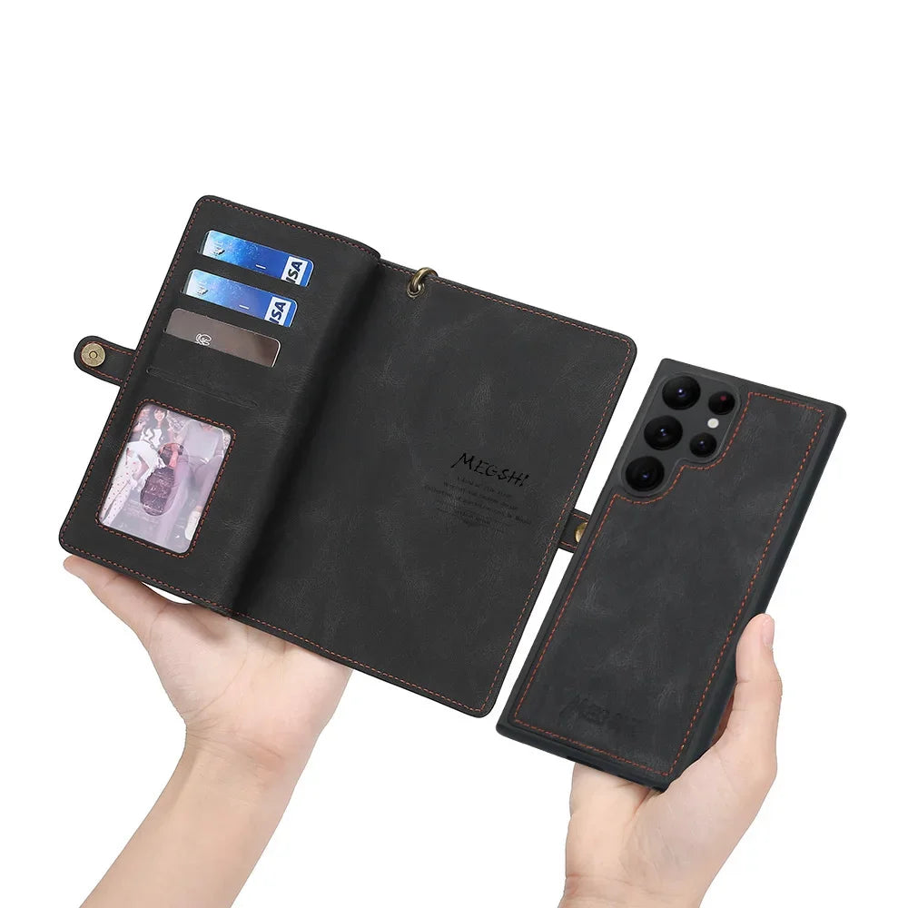 2 in 1 Magnetic Detachable Leather Wallet Case for Samsung Galaxy S20 S21 FE Note20 S22 S23 Ultra S10 Plus Flip Purse Cover