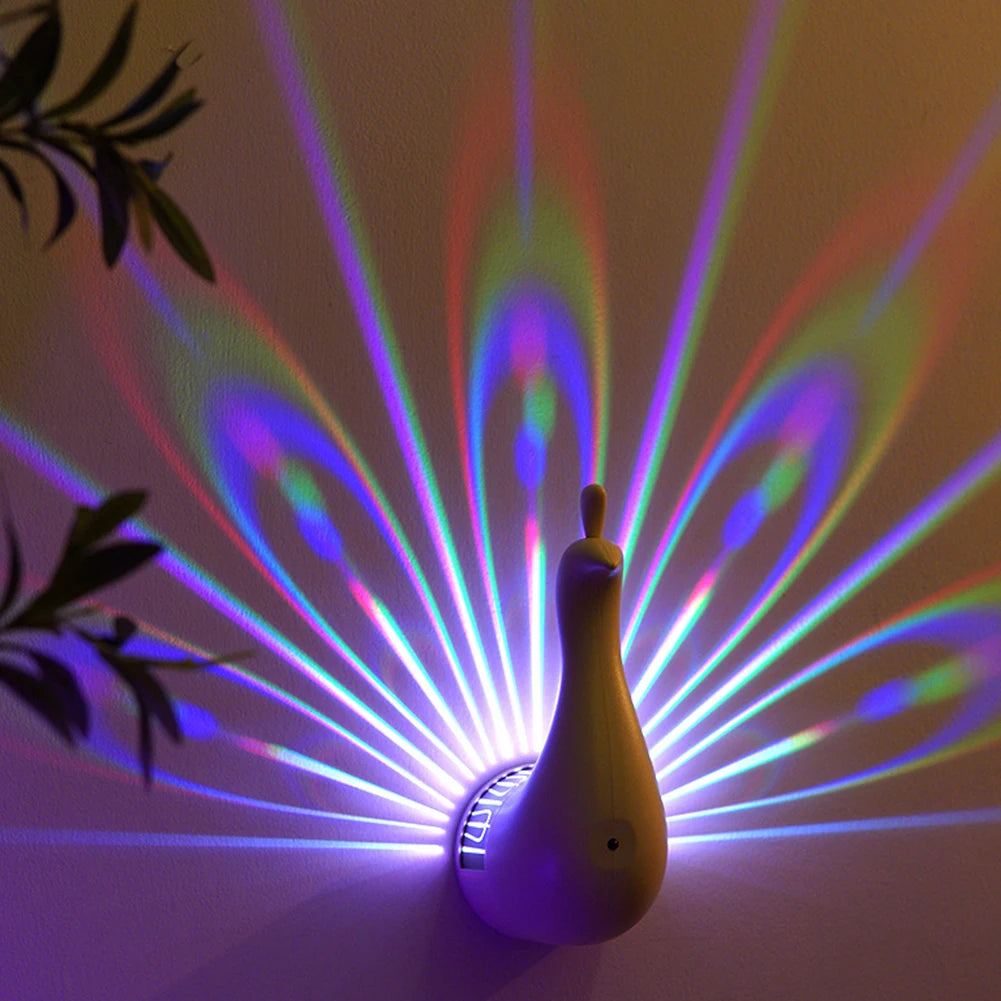 Creative LED Peacock Projection Lamp Remote Control Atmosphere Lamp Wall Lamp Bedside Lamp for Home Bedroom Bedside Wall Decor