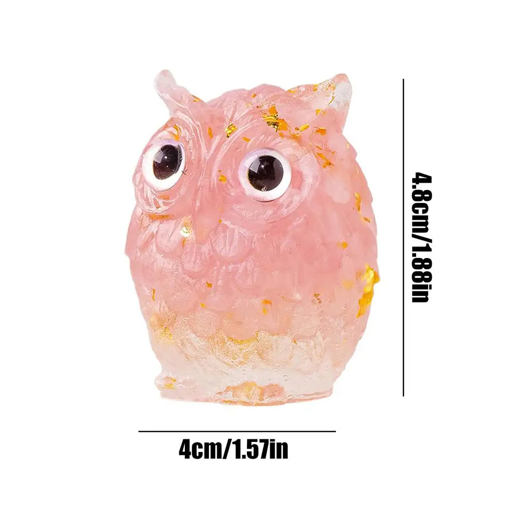 Owl Figurines Home Decor Resin Owl Decoration Sculpture Cute Decorative Owl Decor Crystals Stone Figurines Owl Figurine Home