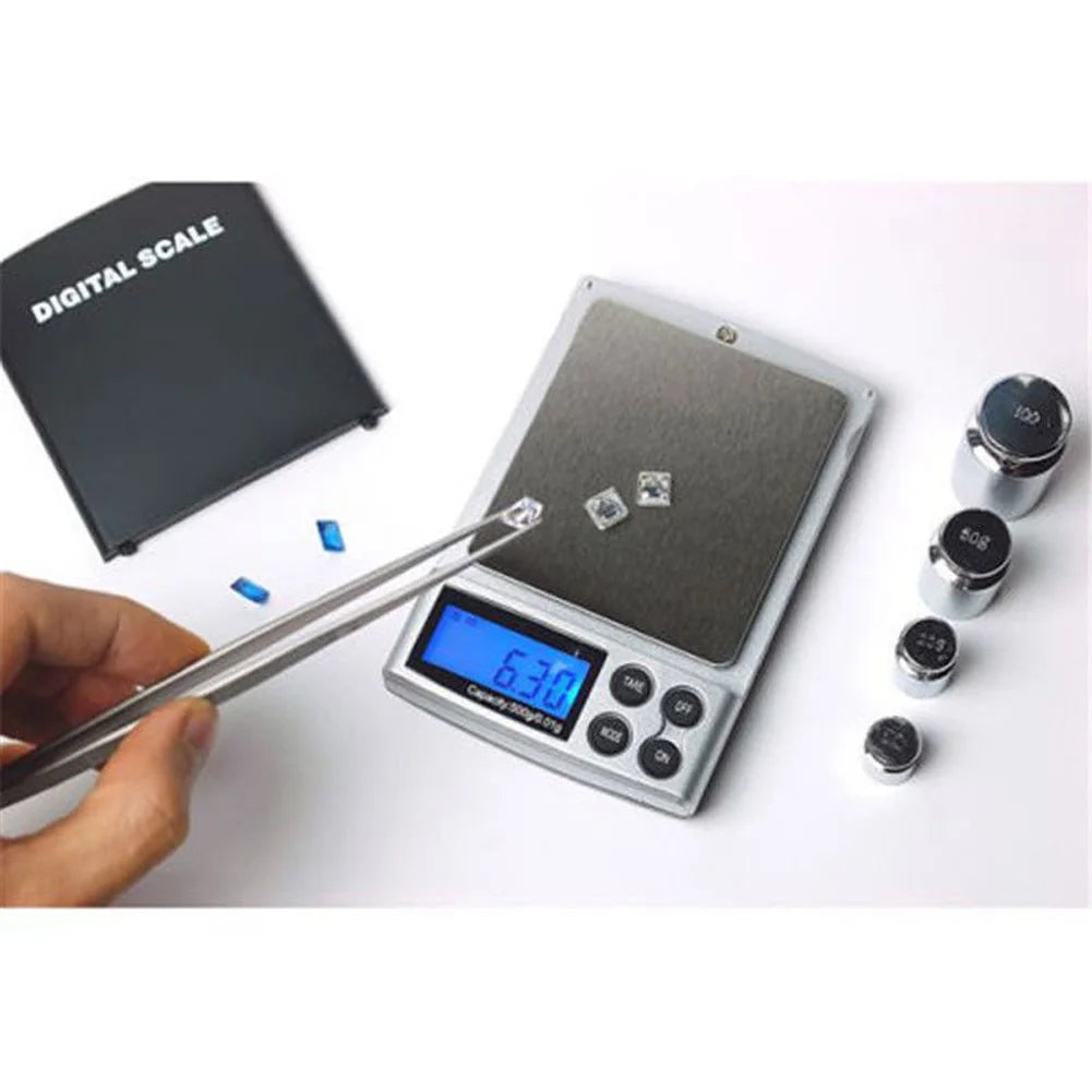 500gx0.01g Gram Weight Scales LCD Display Gold Silver Jewelry Scale High Precision Kitchen Scales for Diamond Weighting