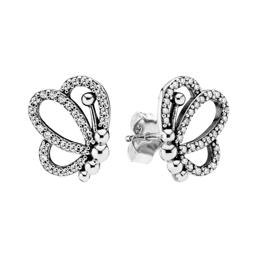 925 Sterling Silver Celestial Sparkling Star&Snowflake Stud Earrings Fit Original Charm Jewelry Party Gifts For Women