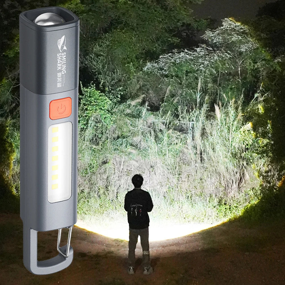 2-10PCS LED Camping Flashlight Multifunction Flashlight Type C USB Rechargeable Lightweight Torch 3 Light Modes Hiking Climbing