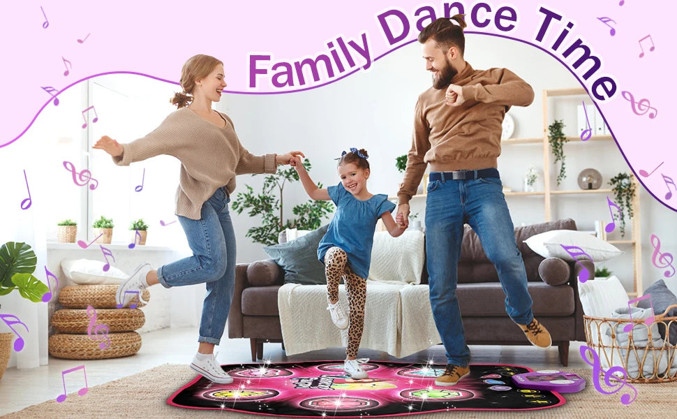 VATOS 27 Levels Dance Mat for Girls Kids 6 LED Keys Light Up Bluetooth Lock 5 Music Dancing Game Toy Ages 3~8 Years Old