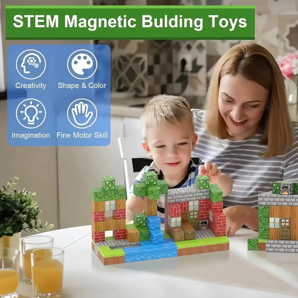 190PCS Magnetic Blocks Toy Building Magnet Set For Boys Girls Stem Montessori Sensory Cube For Kid Christmas vacationGift