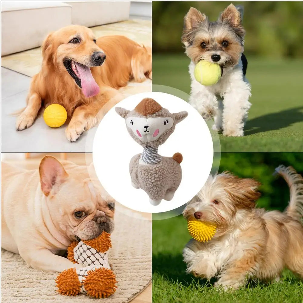 Dog Toys Stuffed Alpaca Chew Squeaking Pet Toy Cute Plush Puzzle Interactive Toy For Dog Cat Chew Squeaky Pet Molar Toy