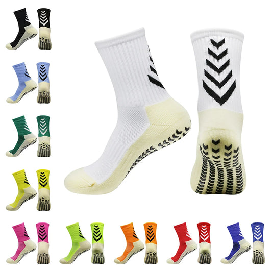 1 Pair New Men Women Soft Breathable Anti-slip Football Socks Running Soccer Basketball Badmintion Cycling Sports Grip Socks