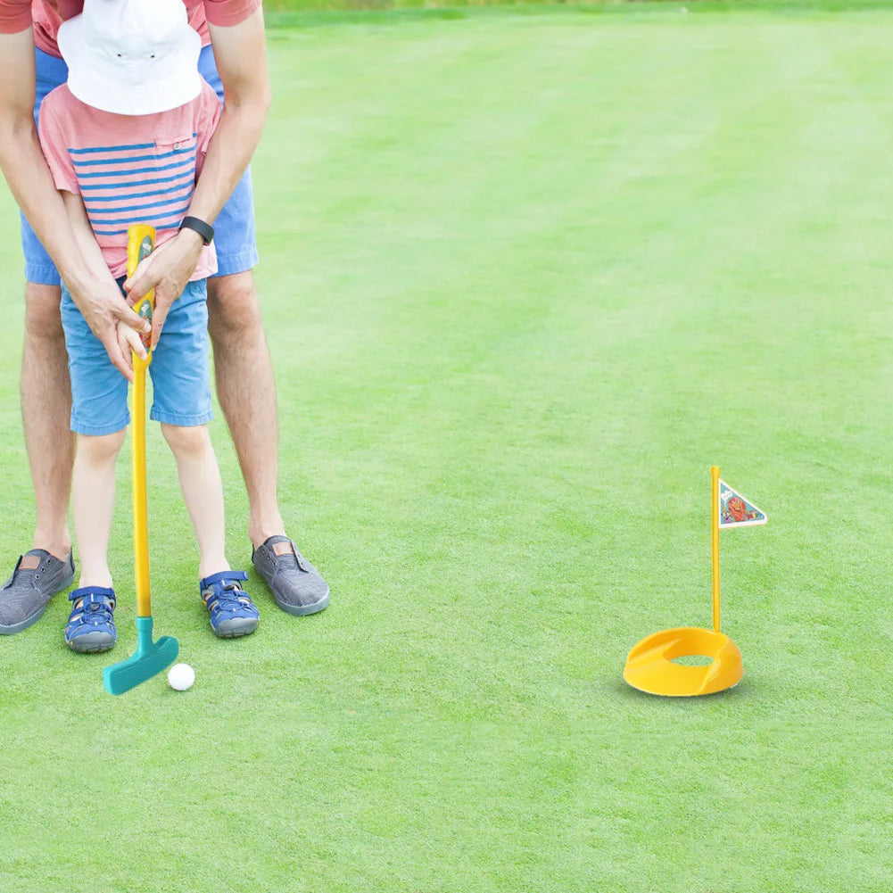 Children Golf Set with Backbag Golf Game Sports Toy Portable Kids Golf Club Set Toy Flag Mat Golf Practice Balls Outdoor Toys