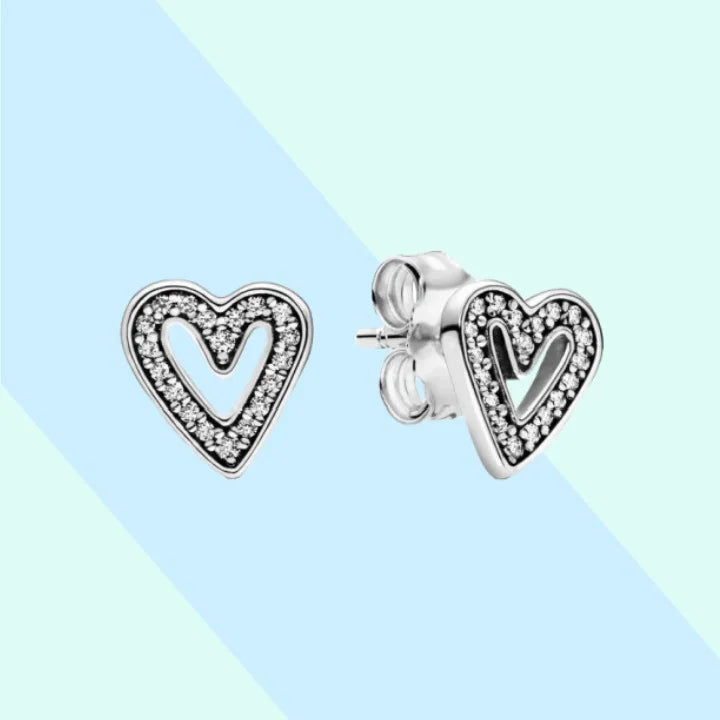 Heart Shape&Timeless Pavé Single-row Hoop Earrings Fashion Fine Jewelry Birthday Gifts 925 Sterling Silver For Women