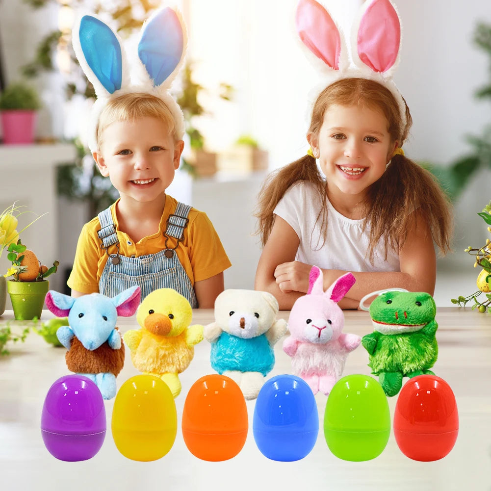 24 Pack Prefilled Easter Eggs Filled with Mini Plush Toy Easter Basket Stuffers for Kids Easter Egg Hunt Game Classroom Prize