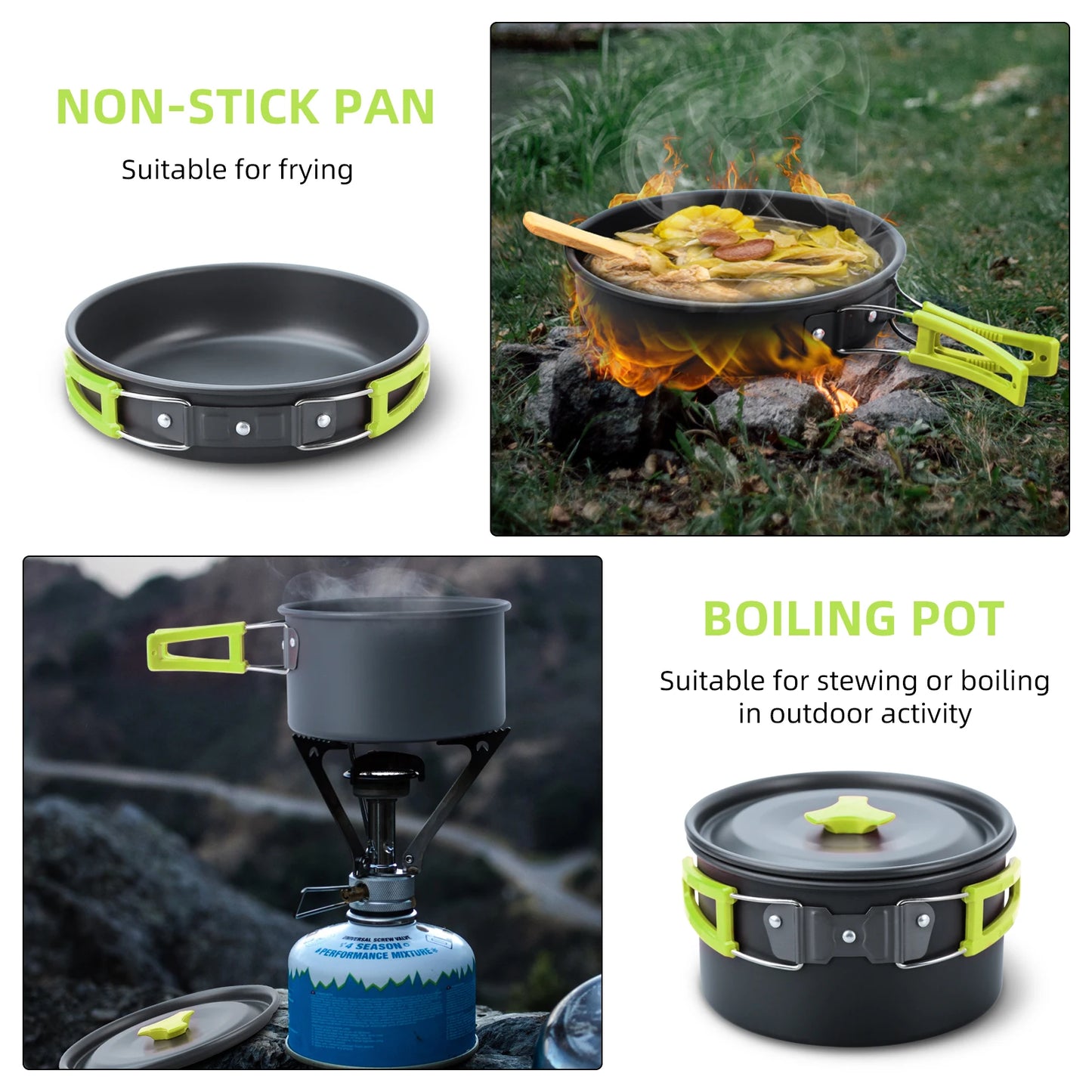 Camping Cookware Set 16pcs Nesting Camp Cook Set Camping&Hiking Mini cookware Camping Backpacking Pans Set