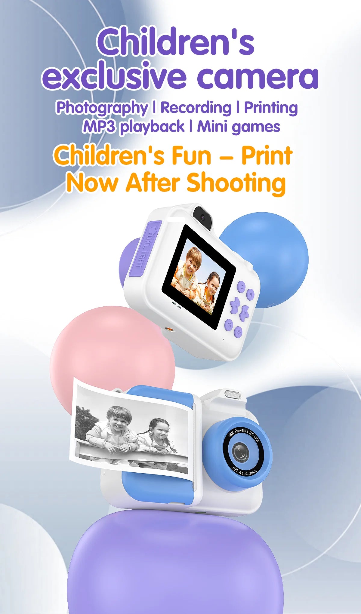 Children Camera Instant Print Camera For Kids Dual Lens Video Recording Photo Thermal Printing Mini Digital Camera With 32G Card