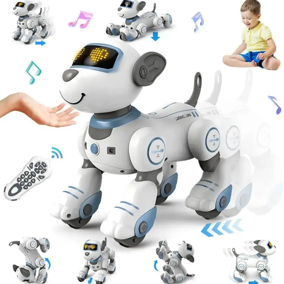 VATOS RC Robot Electronic Dog Toy Stunt Voice Command Puppy Programmable Touch-Sense Music Robot Dog Toy Christmas Gift for Kids