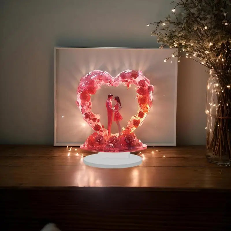 Valentine Table Sign Waterproof 2D Acrylic Valentine Sign Romantic Love Couple Sign Decoration Lightweight For Indoors And