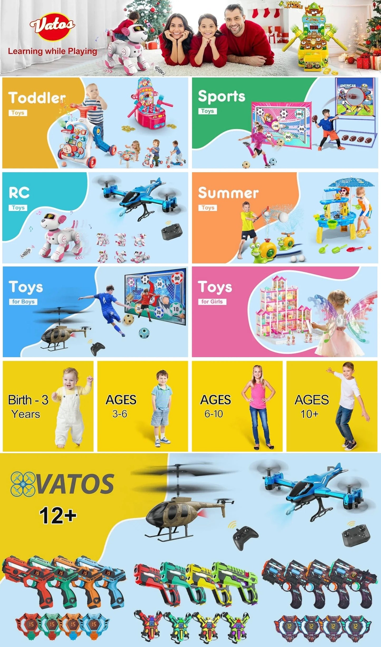 VATOS RC Robot Electronic Dog Toy Stunt Voice Command Puppy Programmable Touch-Sense Music Robot Dog Toy Christmas Gift for Kids