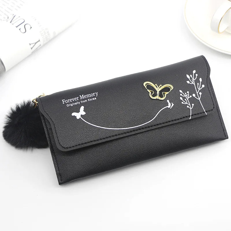 High Quality PU Leather Clutch For Women / Long Wallet With Butterfly Print Fashion Card Holder Purse