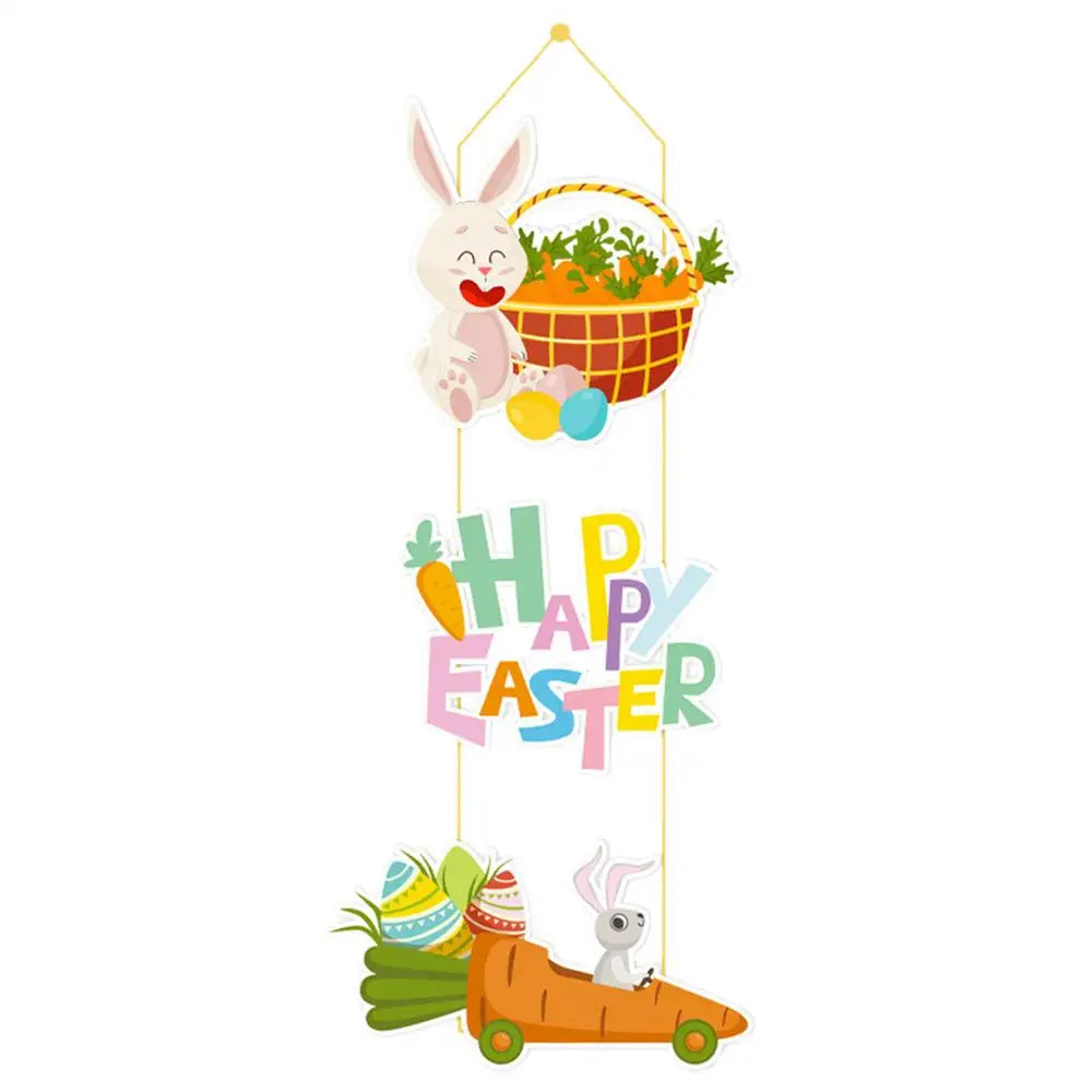 Easter Door Decoration Paper Easter Egg Rabbit Hanging Ornament for Home Happy Easter Door Hanger Pendant Easter Decoration 2025