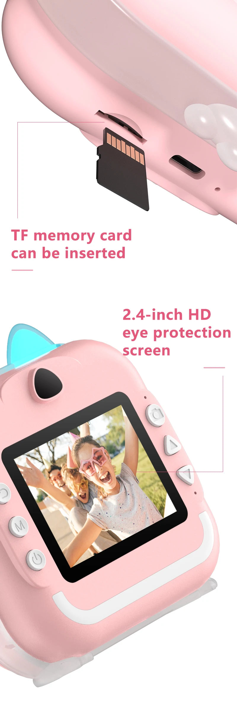 Children HD Digital Camera Instant Print Photo Label Thermal Printing Photograph Video Print Camera Toys With 32G Memory Card