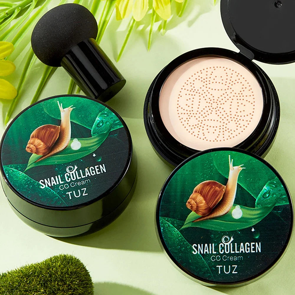 Snail Collagen BB Cream Mushroom Head Air Cushion Foundation CC CreamLiquid Concealer Brightening Oil-control Makeup Cosmetics