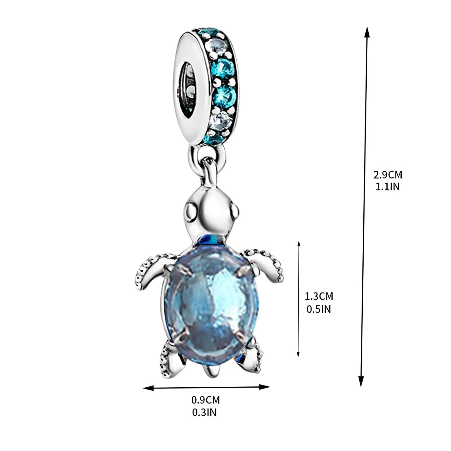 Mini Blue Turtle Alloy Stainless Steel DIY Fits For Bracelets Charm Jewelry Fashion And Cute Decoration For Necklace Or Bracelet