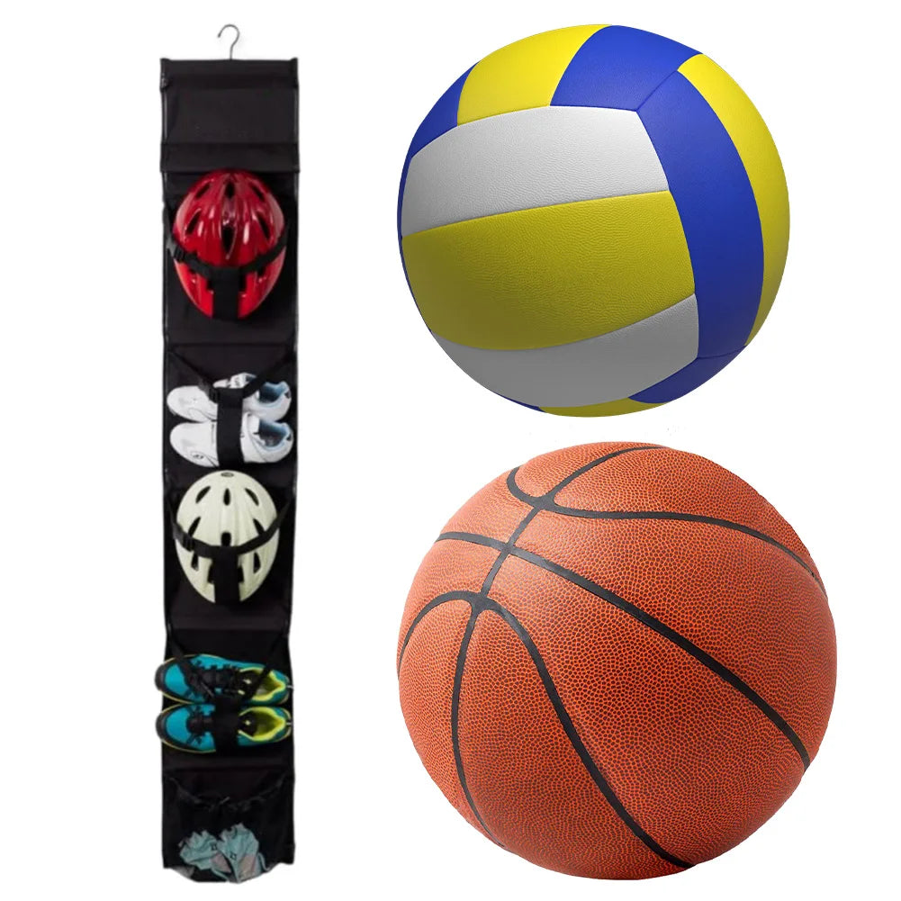 Hanging Sports Equipment Organizer Foldable Garage Sports Ball Storage for Basketball Football Volleyball Tennis Soccer