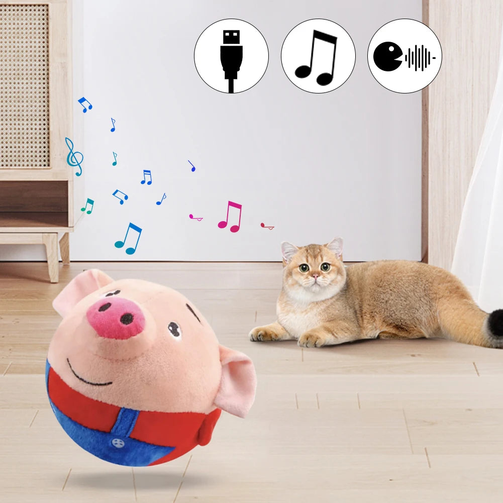 USB Rechargeable Electronic Pet Dog Toy Ball Singing Talking Interactive Ball Dog Plush Bouncing Jump Ball for Pet Dogs