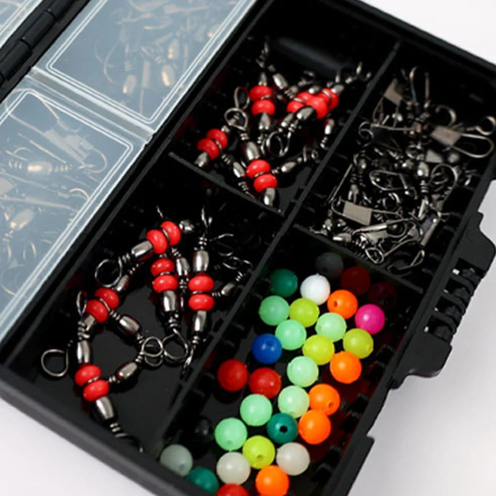 140pcs Fishing Set Boxed Pins Fishing Accessories Kit Ball Bearing Fishing Swivels Fishing Snap Swivels Carp Fishing Accessories