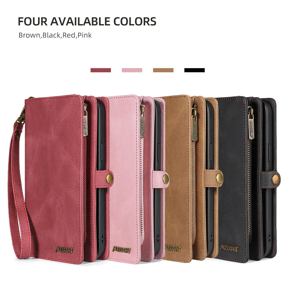 2 in 1 Magnetic Detachable Leather Wallet Case for Samsung Galaxy S20 S21 FE Note20 S22 S23 Ultra S10 Plus Flip Purse Cover