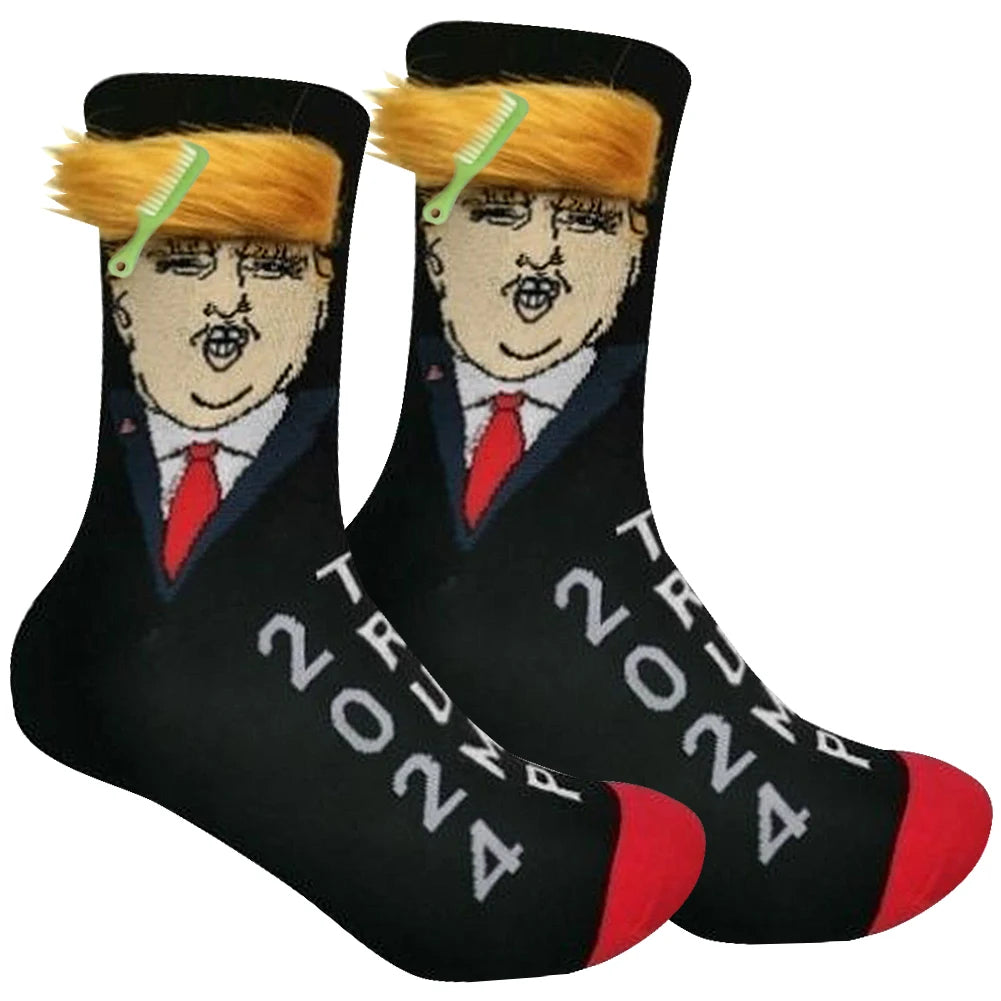 2024 President Donald Trump Spoof Funny Socks Streetwear Hip Hop Crew Socks Donald Trump Socks Novelty Funny Socks for Men Women