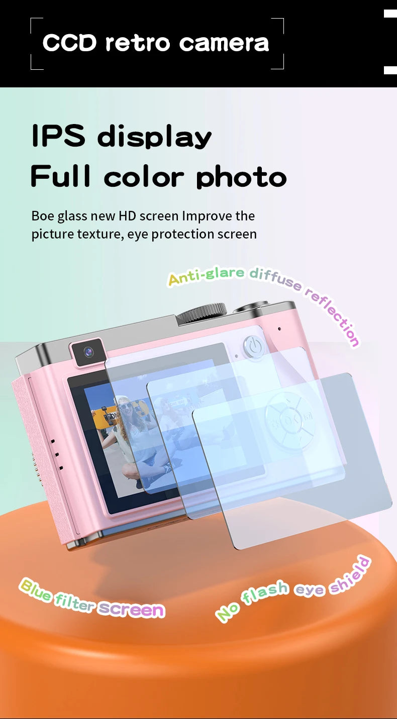 48MP HD 1080P Digital Camera for Beginners 2.4' screen with 16xzoom Front and Rear Dual Camera Camera for Kid Adult Gift