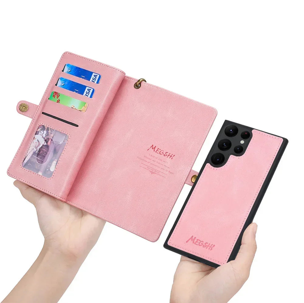 2 in 1 Magnetic Detachable Leather Wallet Case for Samsung Galaxy S20 S21 FE Note20 S22 S23 Ultra S10 Plus Flip Purse Cover