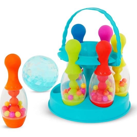 Bowling Game for Kids - Colorful Bowling Game with Glow Ball, Bouncing Beads and Storage - Indoor and Outdoor Toy