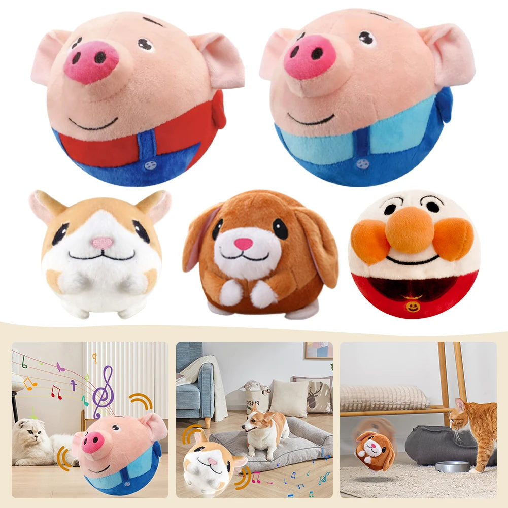 USB Rechargeable Electronic Pet Dog Toy Ball Singing Talking Interactive Ball Dog Plush Bouncing Jump Ball for Pet Dogs