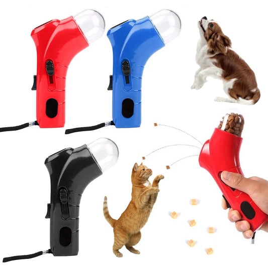 Dog Food Training Equipment Portable Interactive Treat Dispenser Launcher Gun Pet Snack Feeder for Dog Cat Exercise Training ﻿