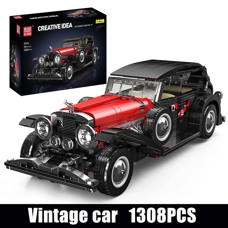 Mould King 10114 Technical Building Block The T50 Vintage Car Set Assembly Classic Car Brick Toys Model Kids Christmas Gift