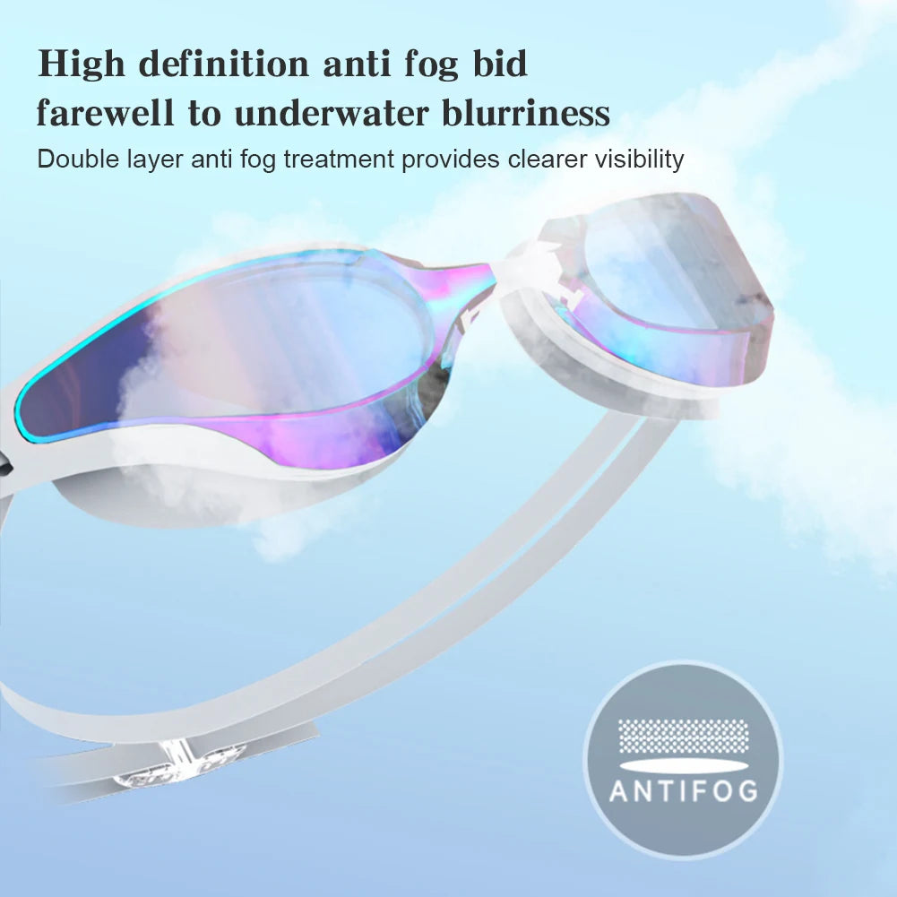 Professional Swim Glasses Anti-Fog Swim Sports Eyewear Adjustable Wide View Swim Goggles UV Protection for Women Men