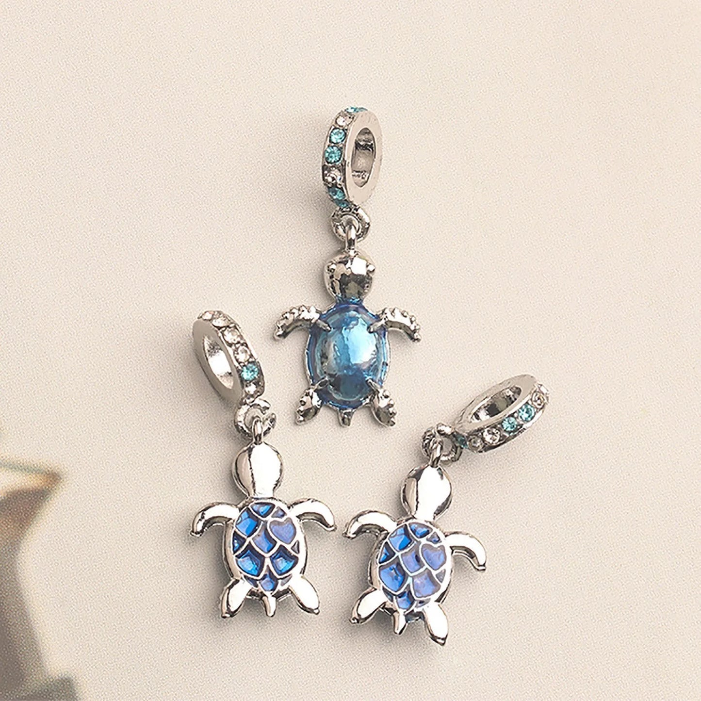 Mini Blue Turtle Alloy Stainless Steel DIY Fits For Bracelets Charm Jewelry Fashion And Cute Decoration For Necklace Or Bracelet