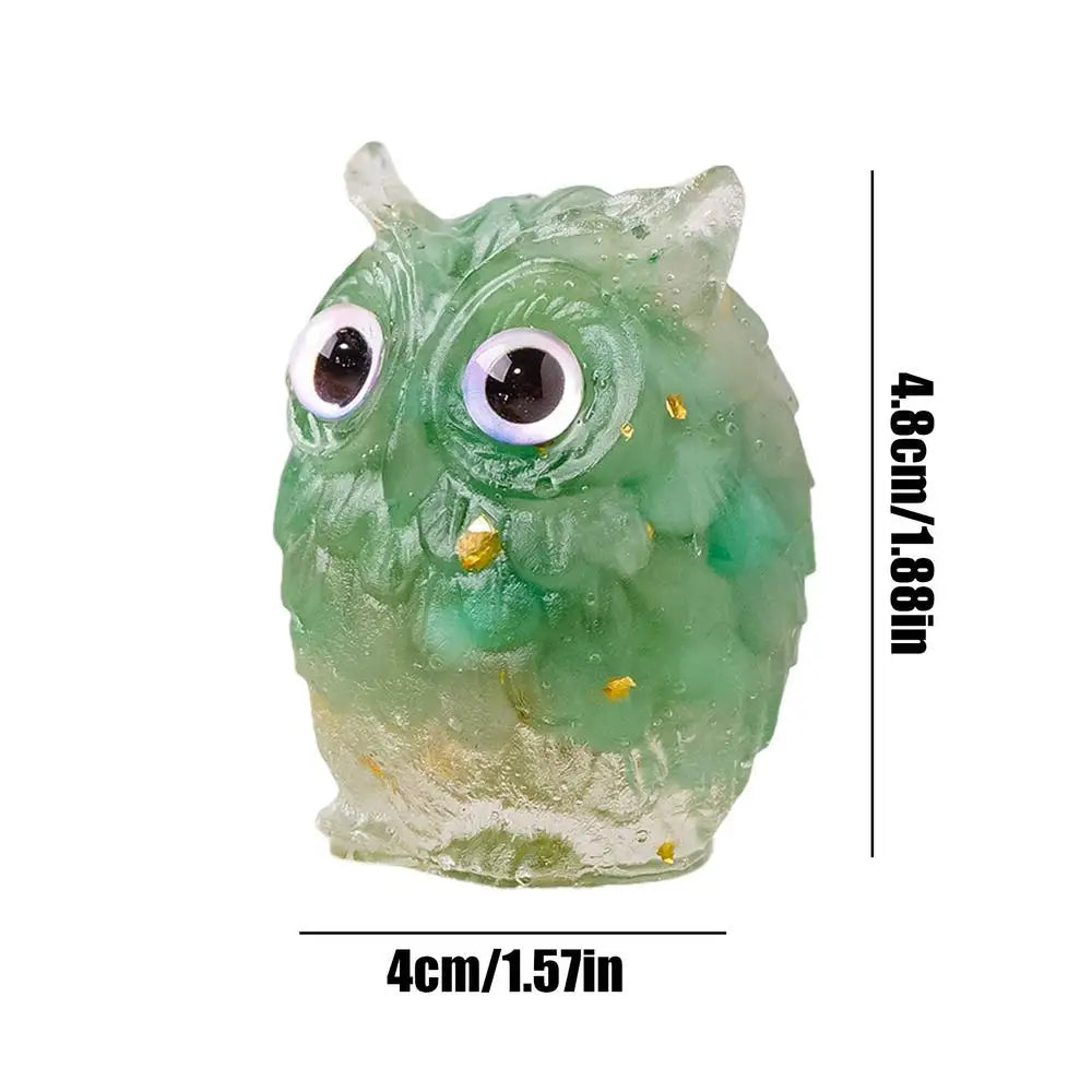 Owl Figurines Home Decor Resin Owl Decoration Sculpture Cute Decorative Owl Decor Crystals Stone Figurines Owl Figurine Home