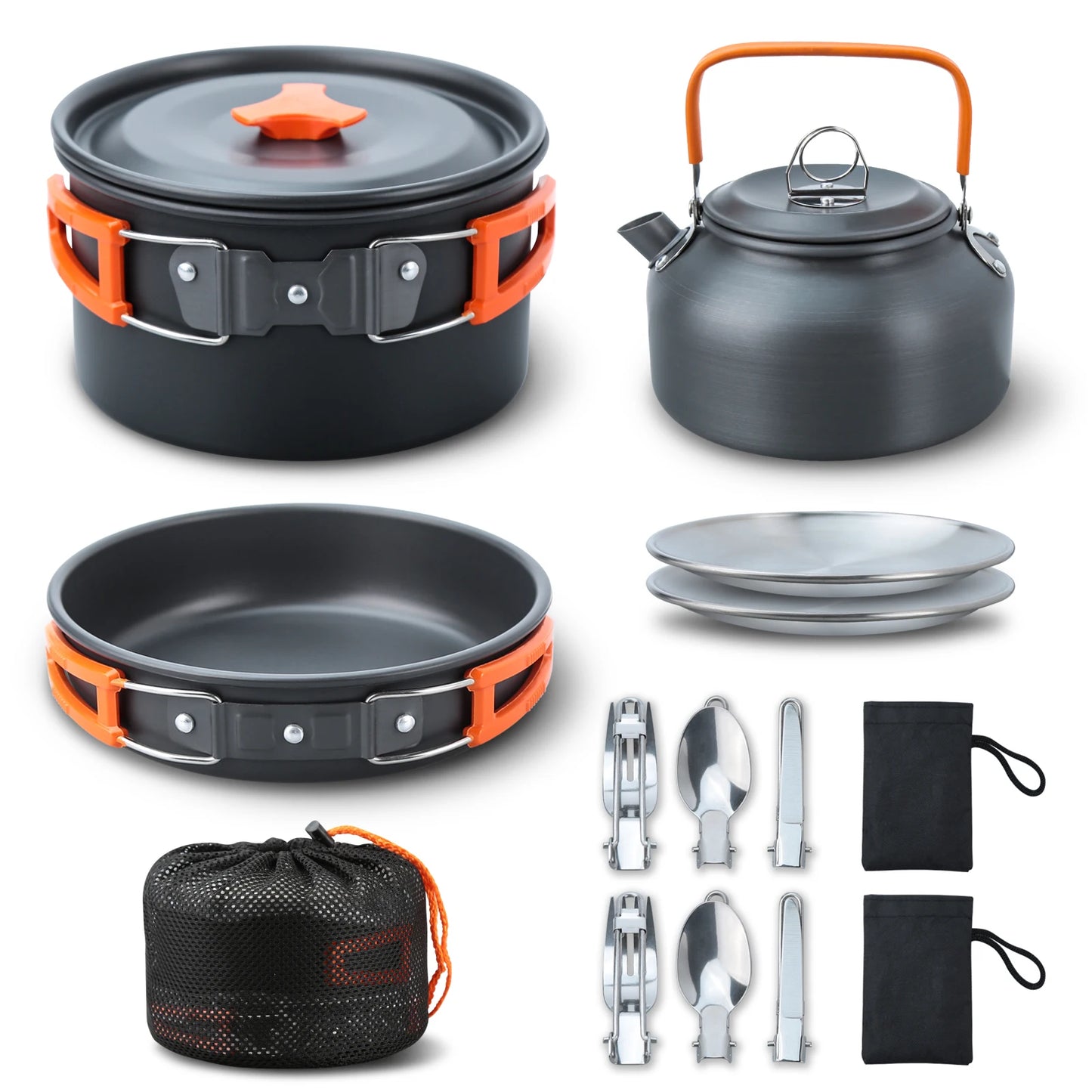 Camping Cookware Set 16pcs Nesting Camp Cook Set Camping&Hiking Mini cookware Camping Backpacking Pans Set