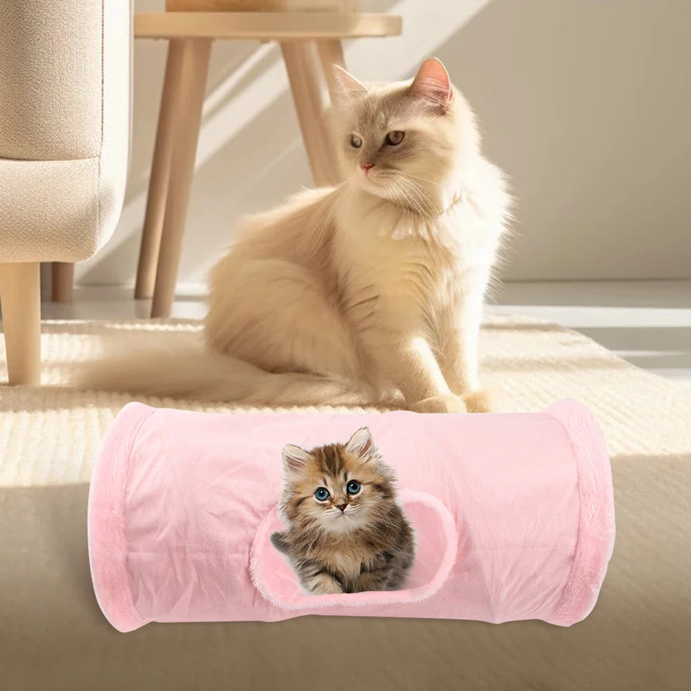 Foldable Cat Tunnel Tube Toy Collapsible Plush Channel Pet Indoor Sports Hiding Training Interactive Game Cat Supplies