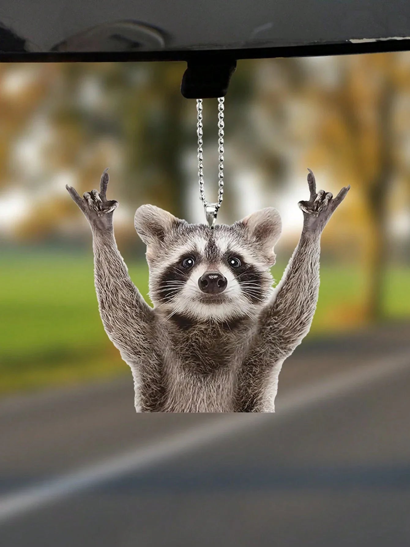 1pc Cute Acrylic Raccoon Rock Car Interior Pendant, Rearview Mirror Decoration Car Accessories Interior Pendant Fidget toys Rose