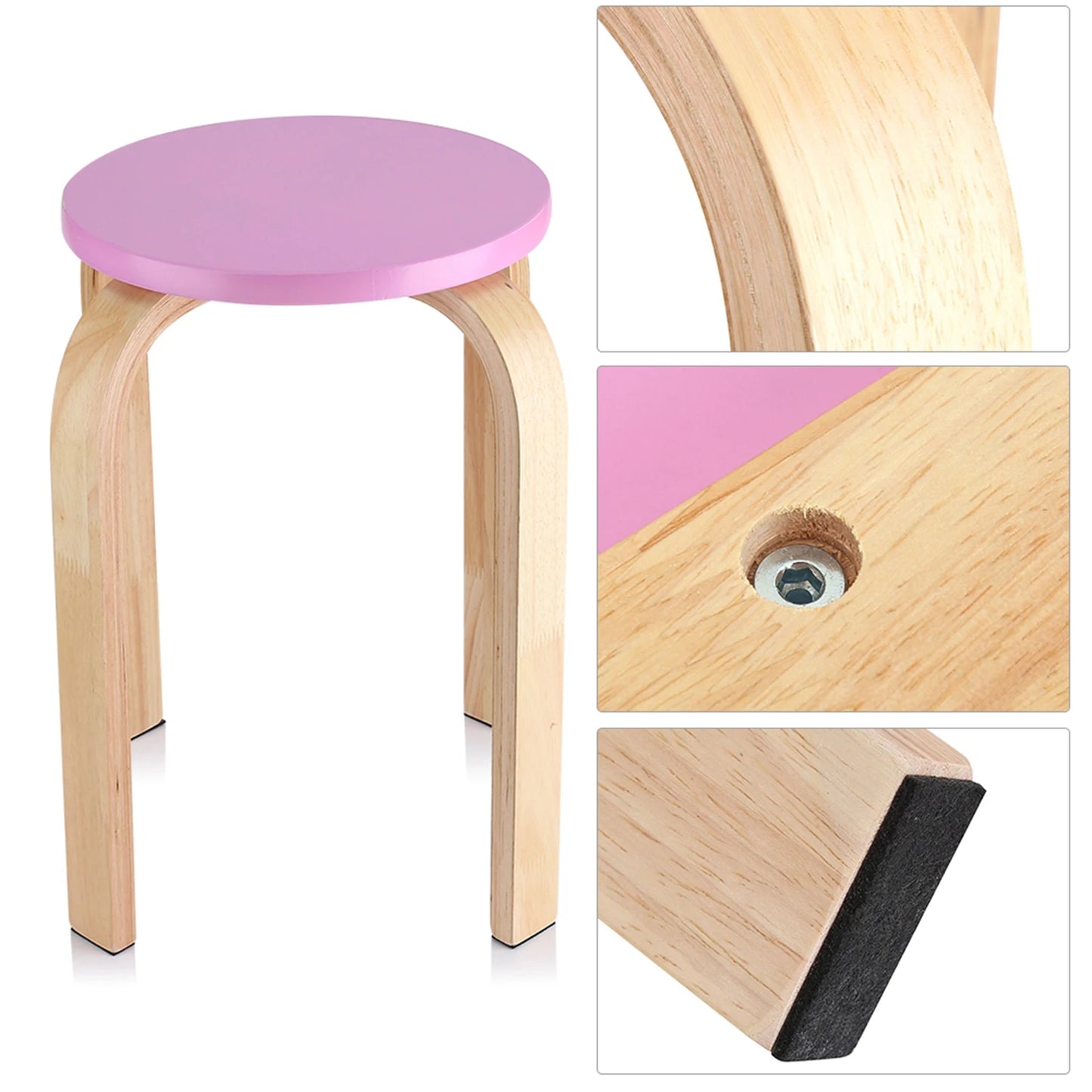 Anti-Slip Bent Wood Stacking Stool Candy Color Home Furniture Kids Room Decor Bentwood Stool Stool Kids Stool Wooden Stool