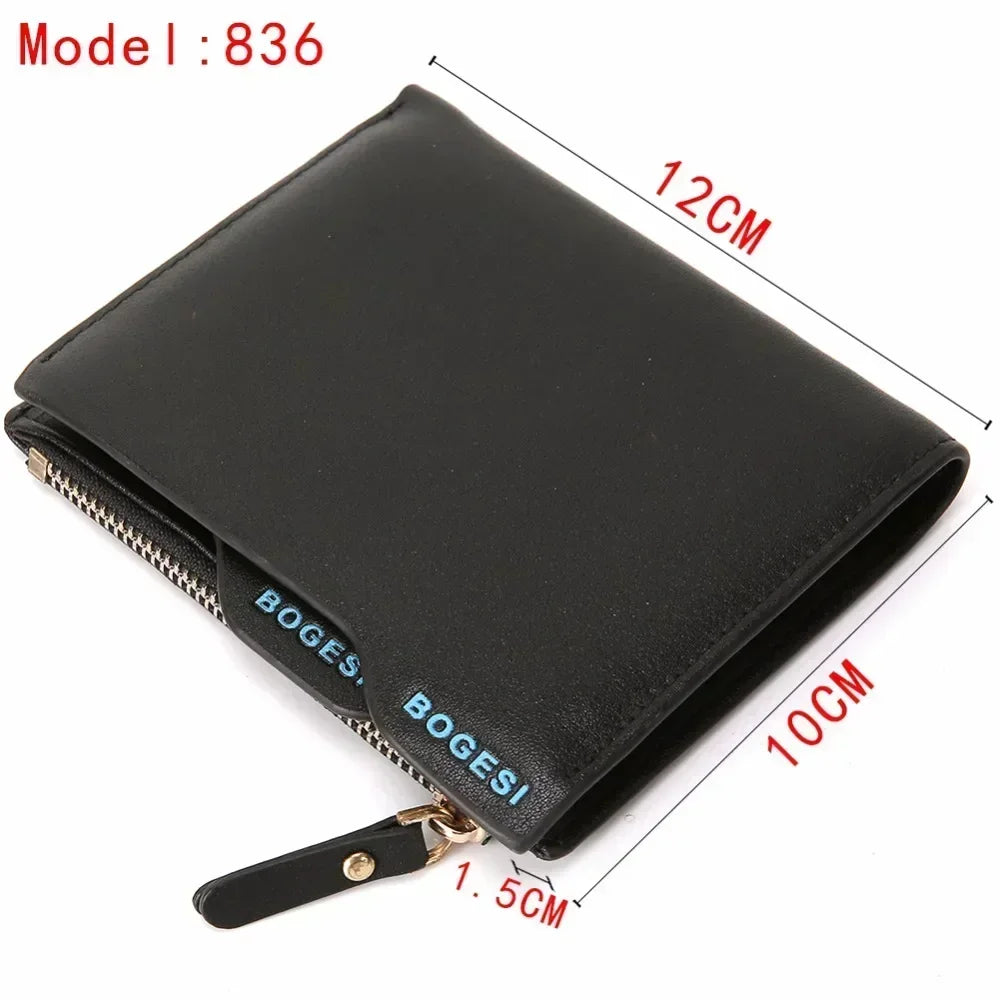 Bogesi Men wallet with Zipper Coin Bag  Small Bifid Famous Brand Thin Wallet Men Purse