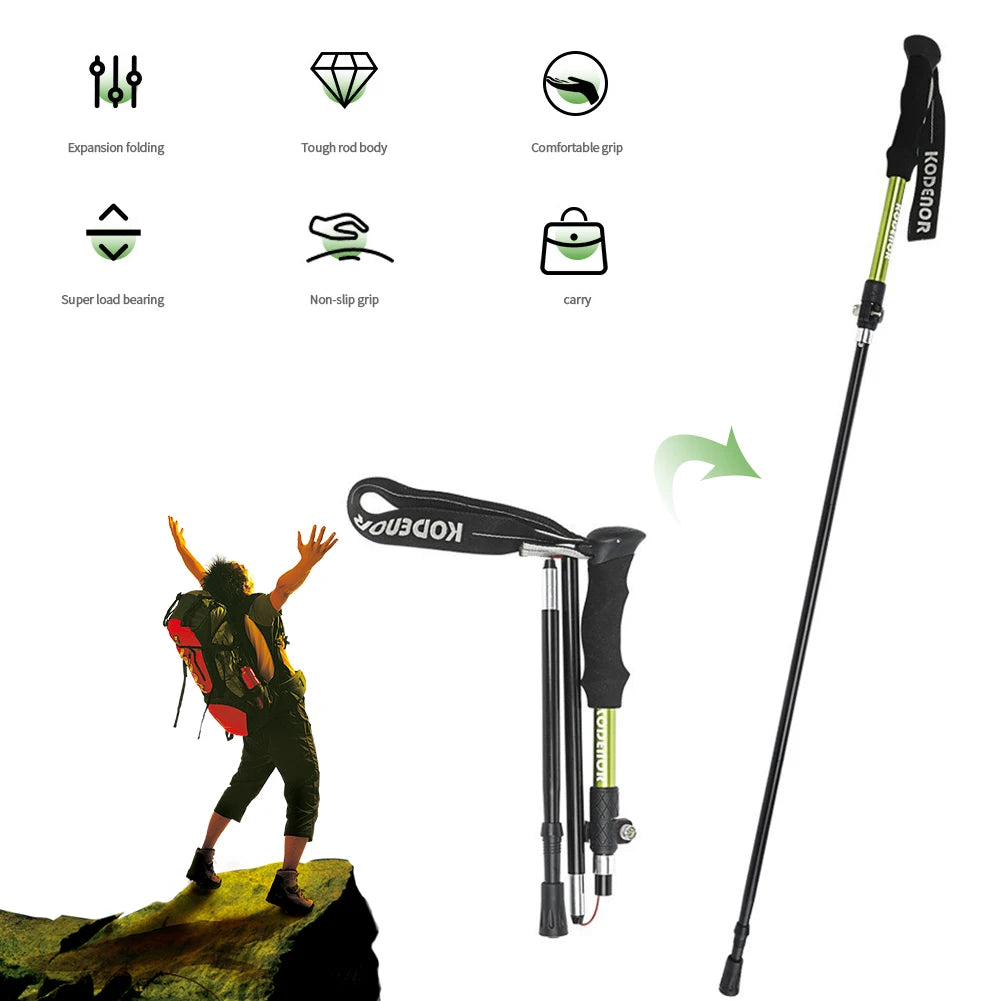 Aluminum Trekking Pole Collapsible Trekking Hiking Pole Adjustable Walking Stick Walking Pole Hiking Tool for Men and Women