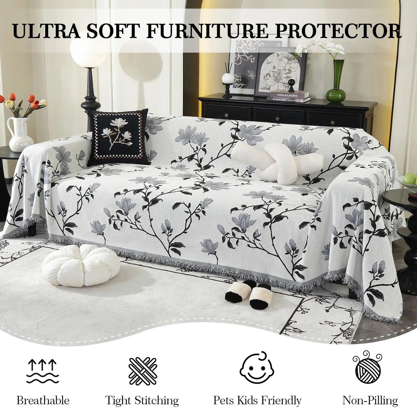 Four Seasons Blanket Air Conditioning Blanket Sheet Cover 460gsm Thick Chenille Couch Cover Dual Purpose Sofa Blanket